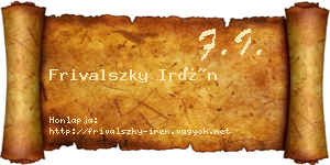 Frivalszky Irén névjegykártya